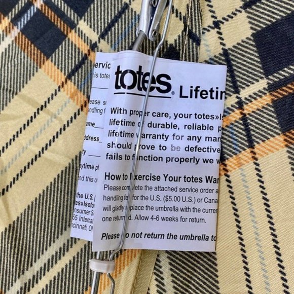 TOTES Small Personal Size Umbrella Compact Plaid - Picture 5 of 7